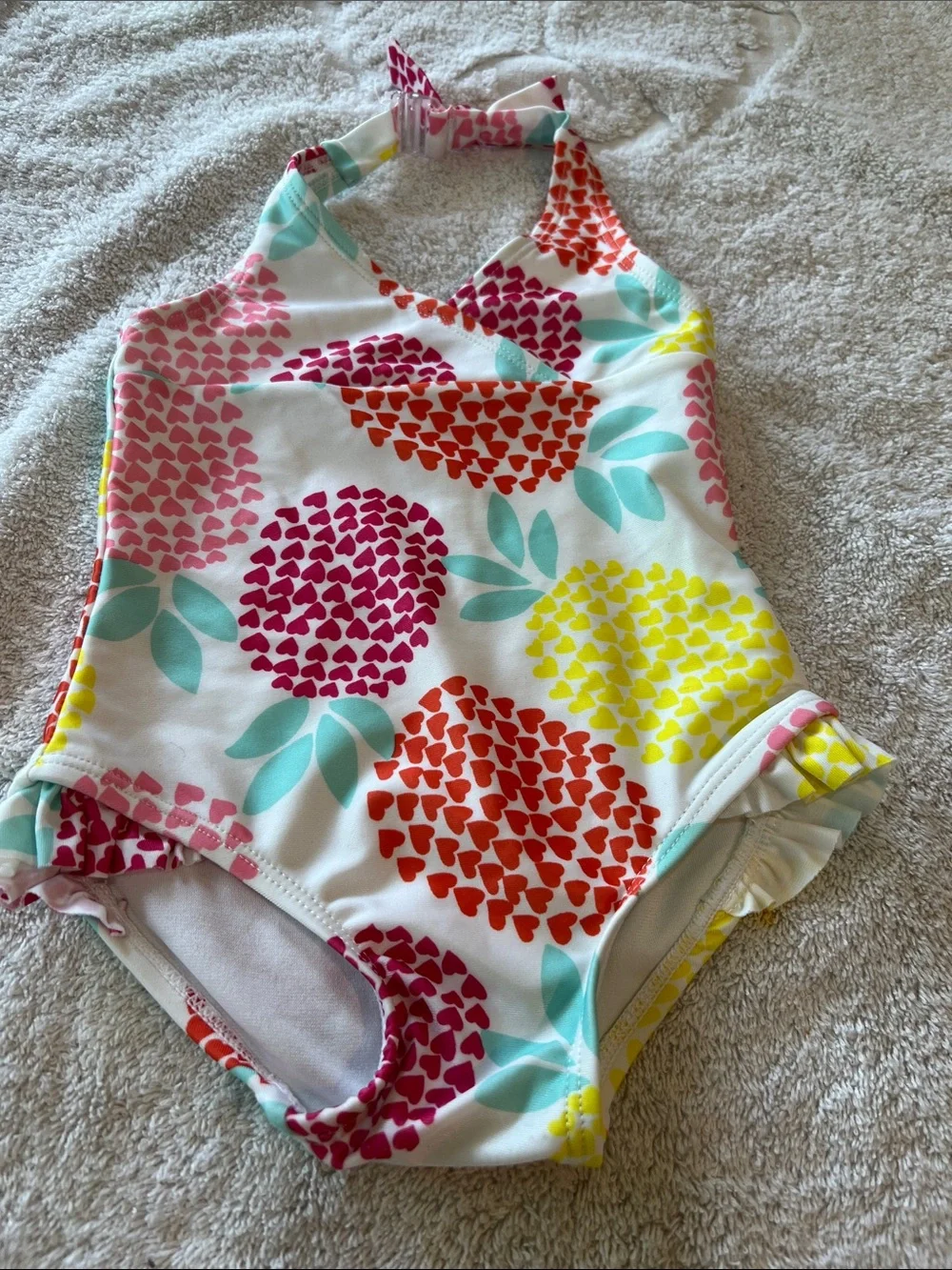 Gymboree Girls Heart Pineapple One Piece Swimsuit Bathing Suit Size 12-18M
